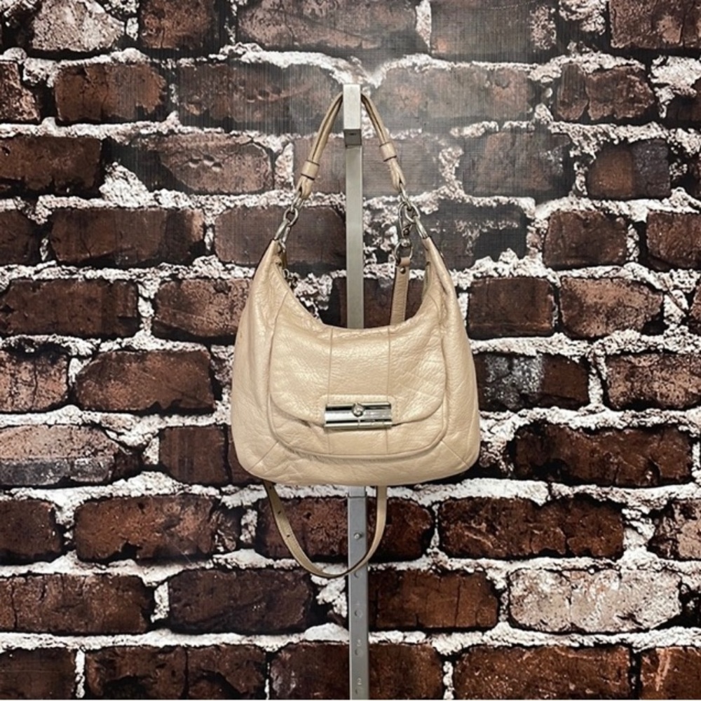 Coach Purse Bag Kristin Pebbled Leather Champagne Crossbody - Picture 3 of 13